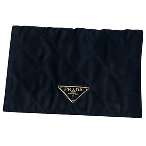 Prada Black Quilted Nylon Wallet Envelope Clutch